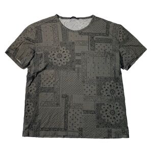 John Varvatos Collection Bandana Mens Gray T Shirt Size Large Paisley